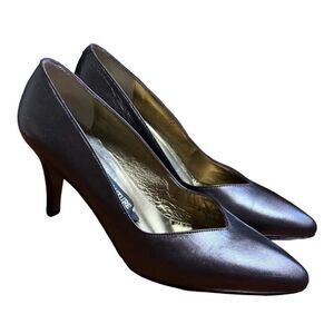 Anne Klein Couture Designer Heels Vintage Metallic Brown Pumps Made Italy 6.5M